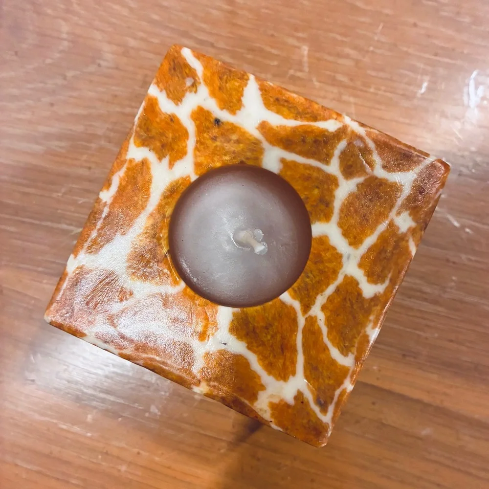 NWOT Animal Print Giraffe Print Candles Set (Ellipse & Square Candles)
